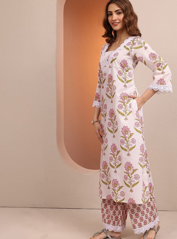 LIBAS Floral Print A-line Kurta Set