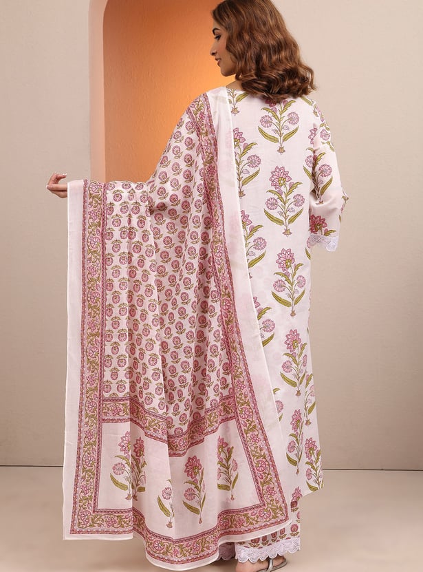 LIBAS Floral Print A-line Kurta Set
