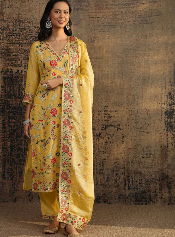 LIBAS Embroidered Straight Kurta Set