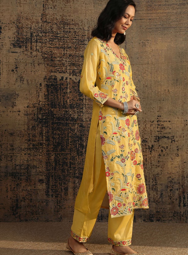 LIBAS Embroidered Straight Kurta Set