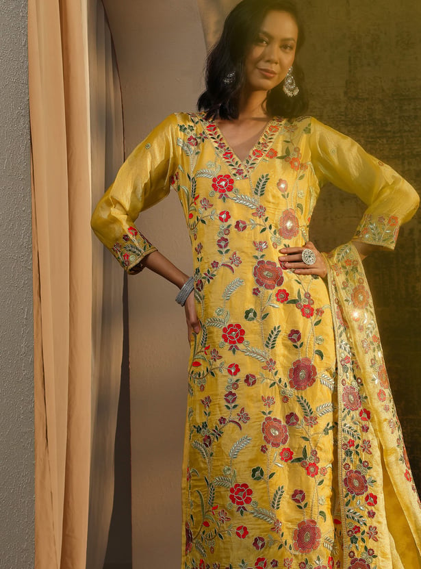 LIBAS Embroidered Straight Kurta Set