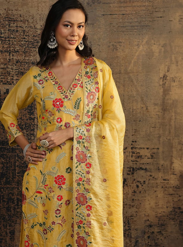 LIBAS Embroidered Straight Kurta Set