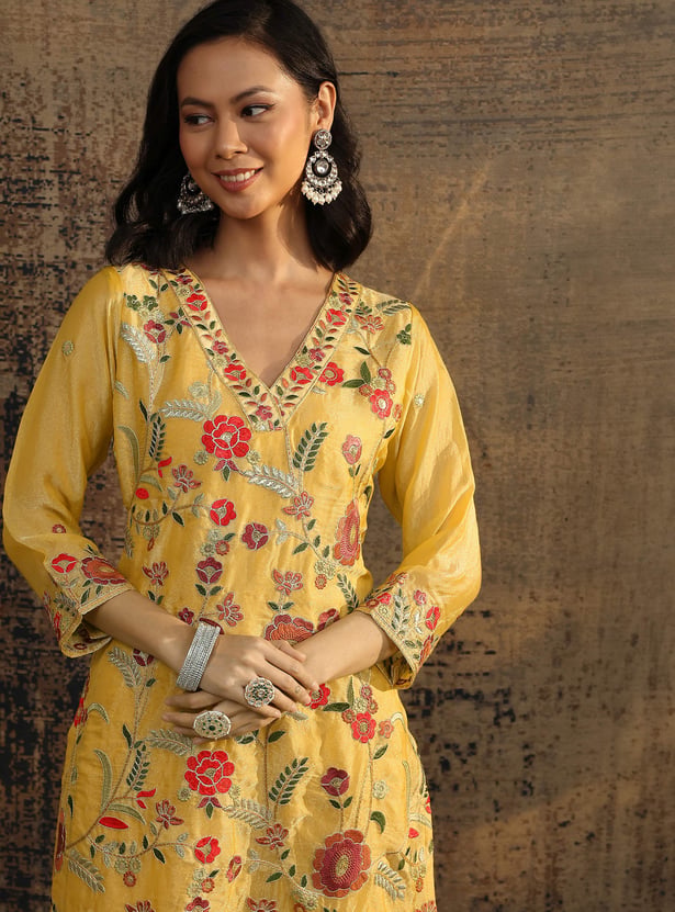 LIBAS Embroidered Straight Kurta Set