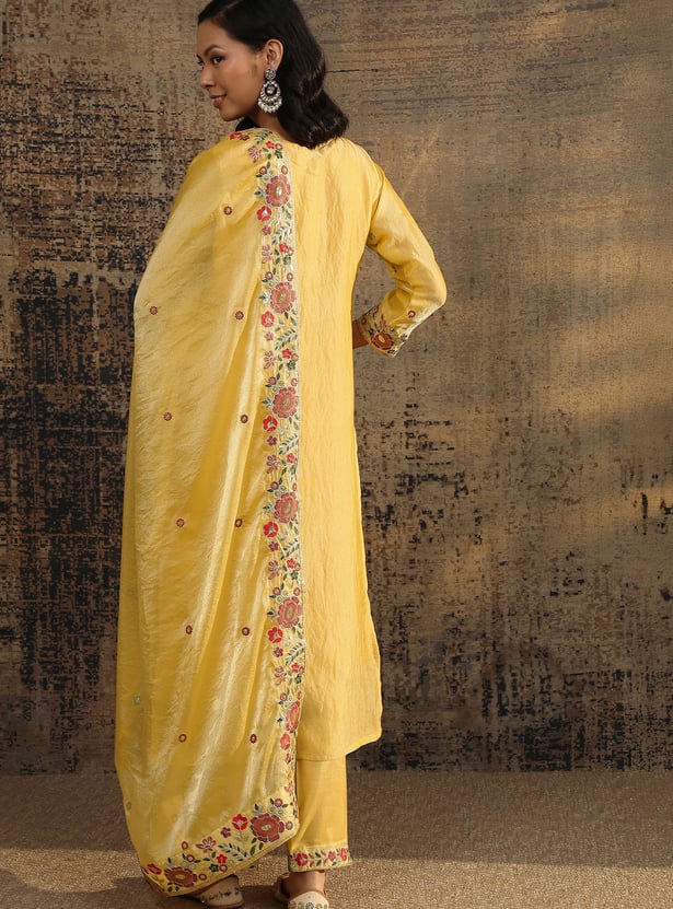 LIBAS Embroidered Straight Kurta Set