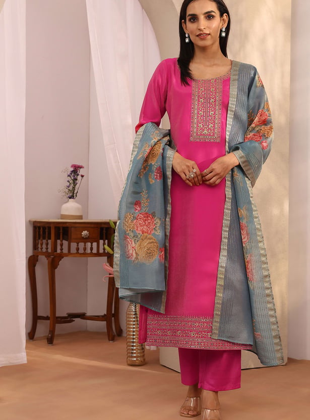 LIBAS Embroidered Straight Kurta Set