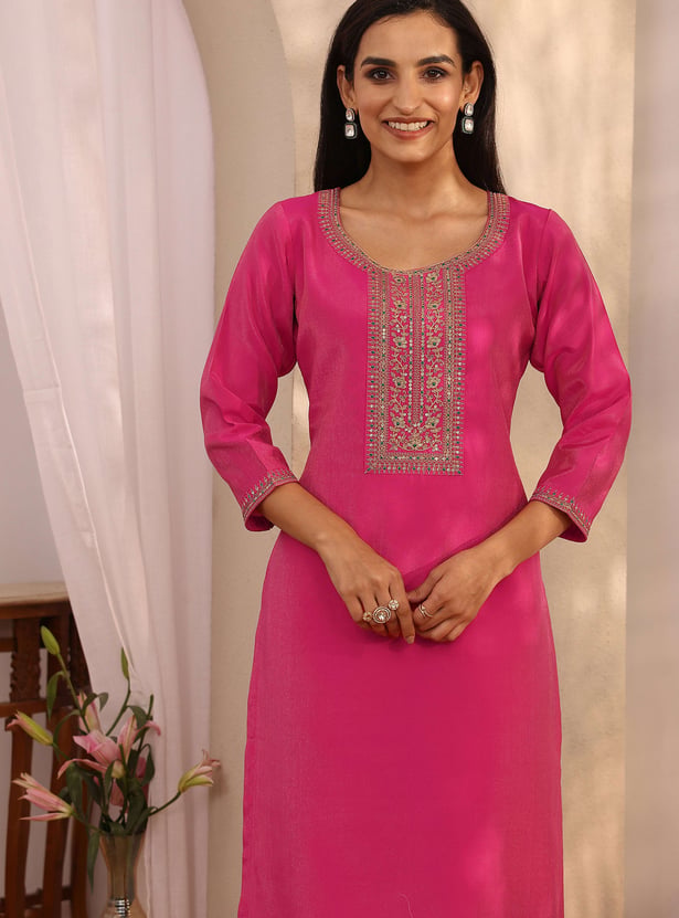 LIBAS Embroidered Straight Kurta Set
