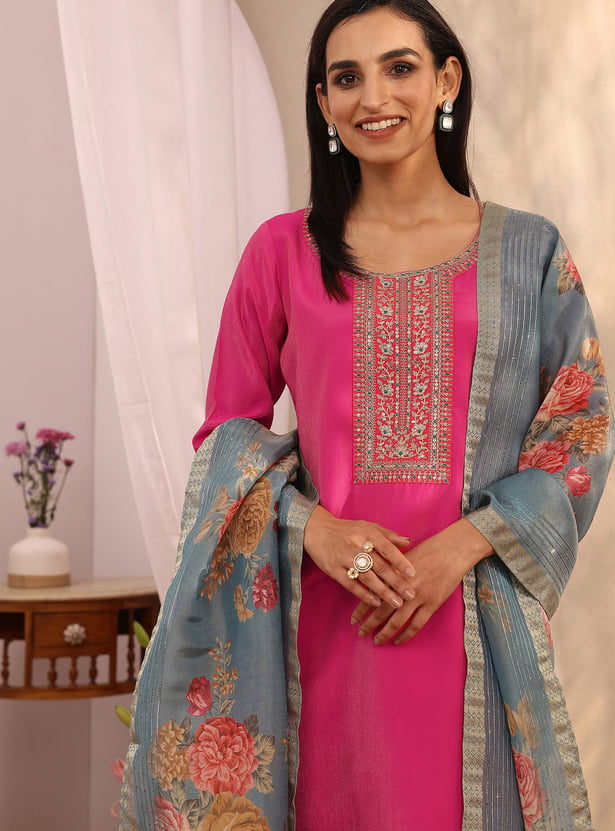 LIBAS Embroidered Straight Kurta Set