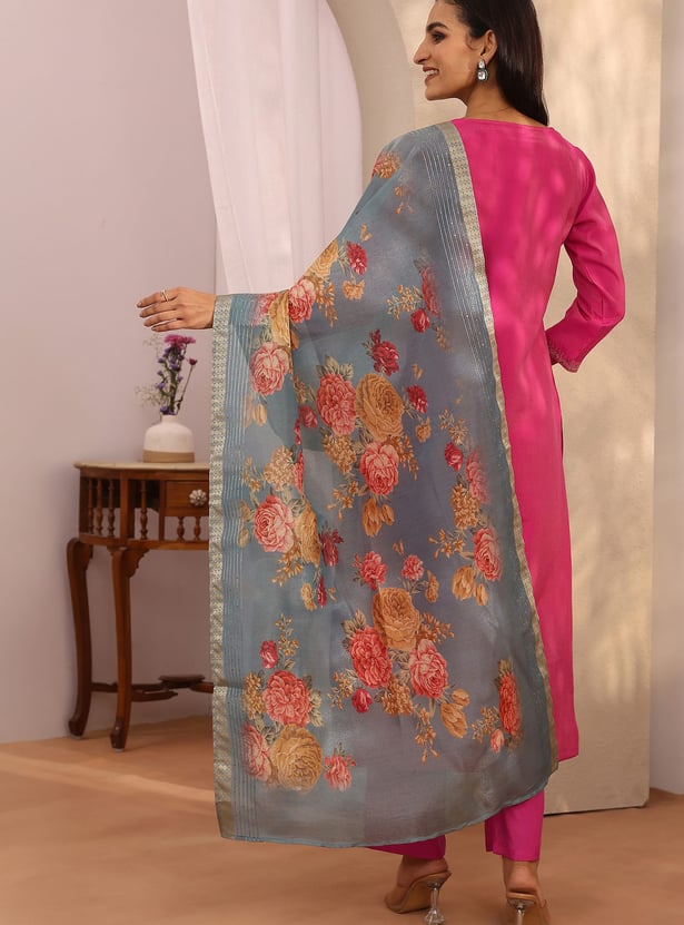 LIBAS Embroidered Straight Kurta Set