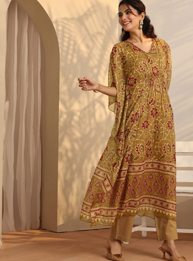 LIBAS Printed Kaftan Kurta Set