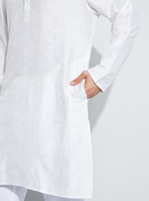 MELANGE Embroidered Calf Length Kurta