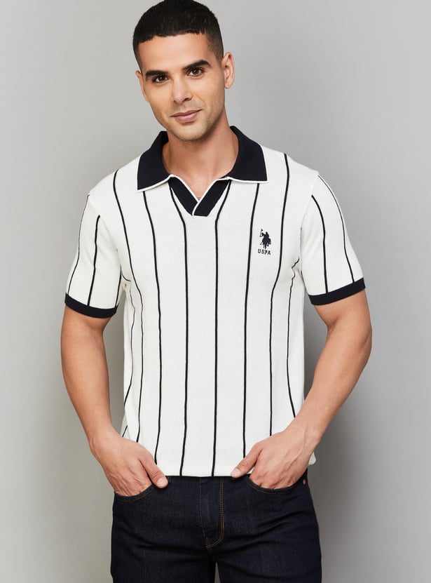 US POLO ASSN Striped Johnny Collar T-shirt