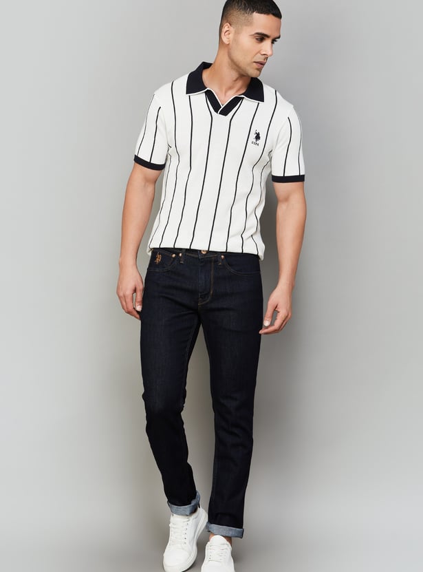 US POLO ASSN Striped Johnny Collar T-shirt