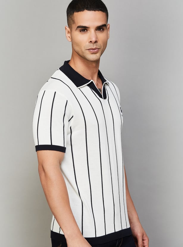 US POLO ASSN Striped Johnny Collar T-shirt