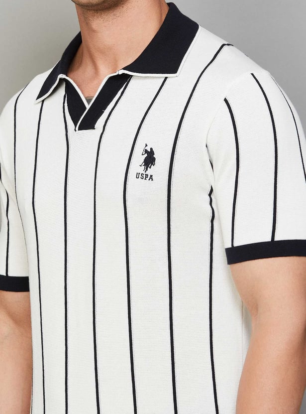 US POLO ASSN Striped Johnny Collar T-shirt
