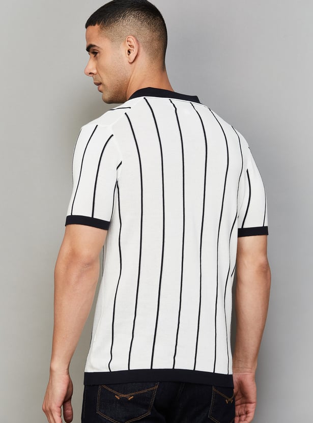 US POLO ASSN Striped Johnny Collar T-shirt