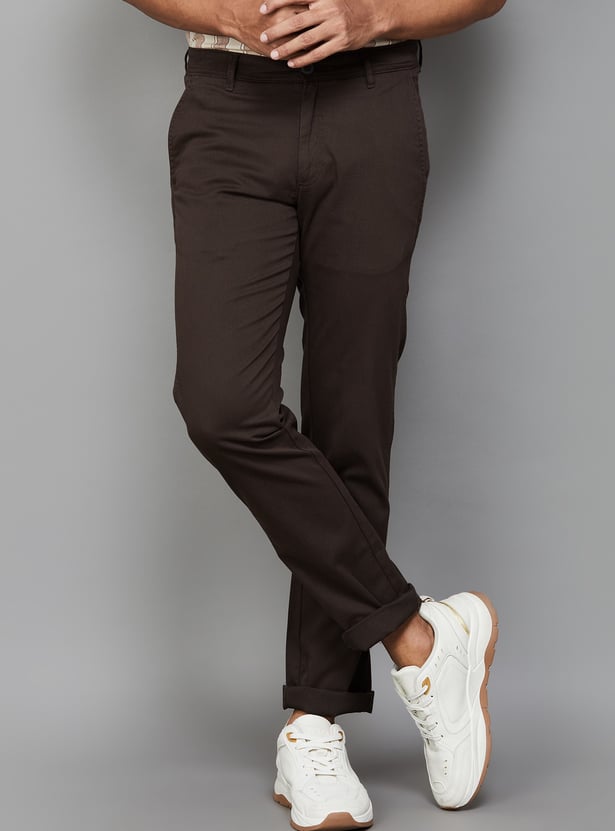 ALLEN SOLLY Solid Slim Fit Trousers