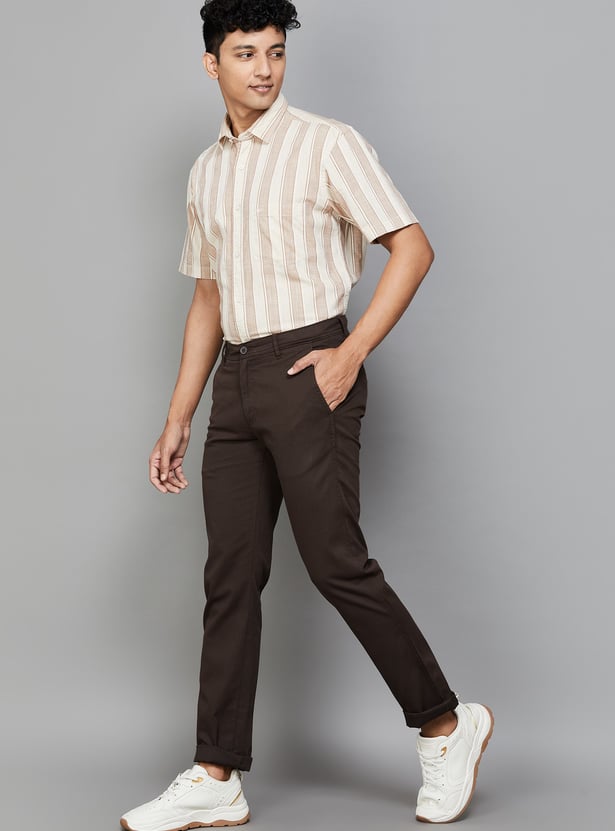 ALLEN SOLLY Solid Slim Fit Trousers