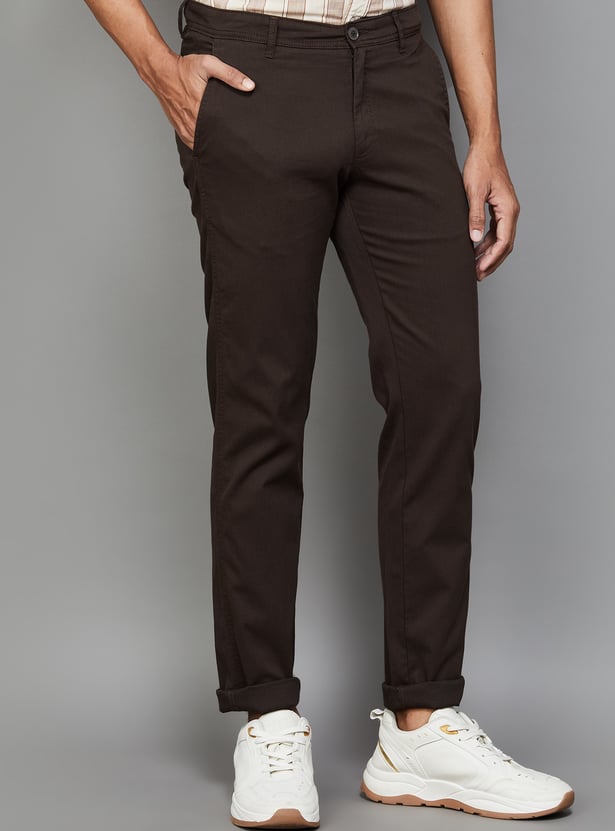 ALLEN SOLLY Solid Slim Fit Trousers