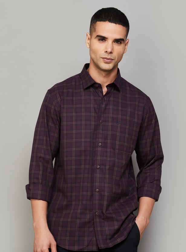 ALLEN SOLLY Checked Sport Fit Shirt