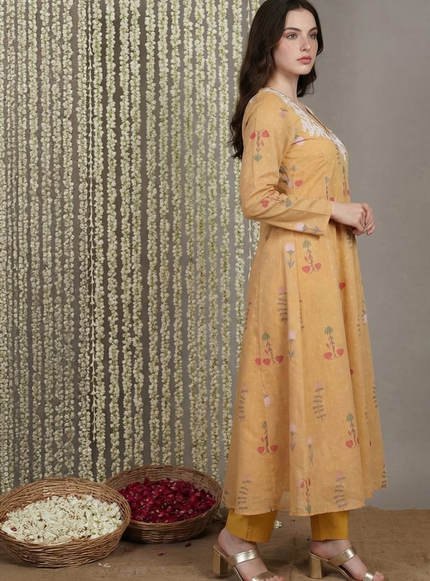 W Embroidered A-Line Kurta Set