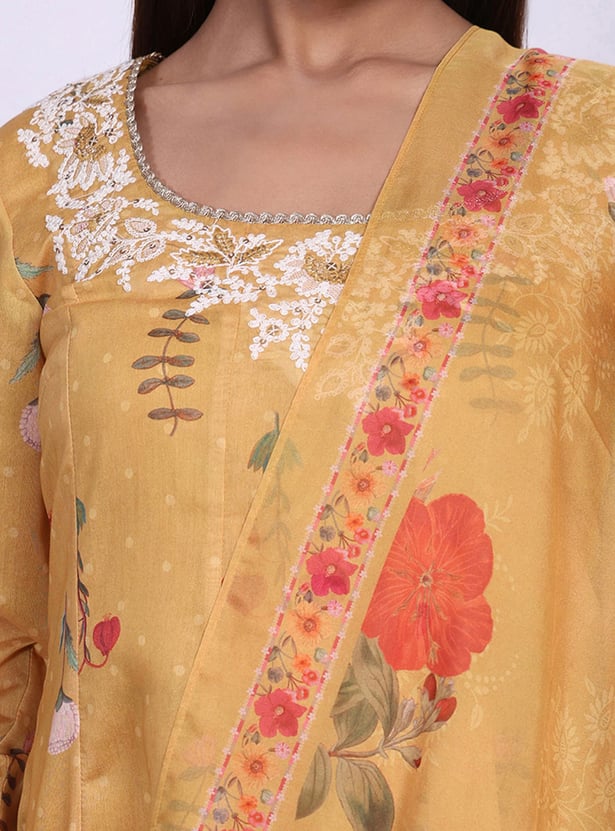 W Embroidered A-Line Kurta Set