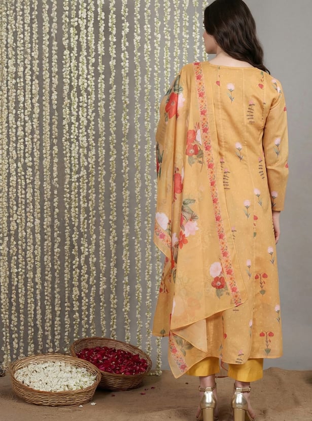 W Embroidered A-Line Kurta Set