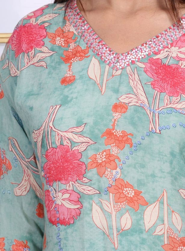 W Floral Print Straight Kurta Set