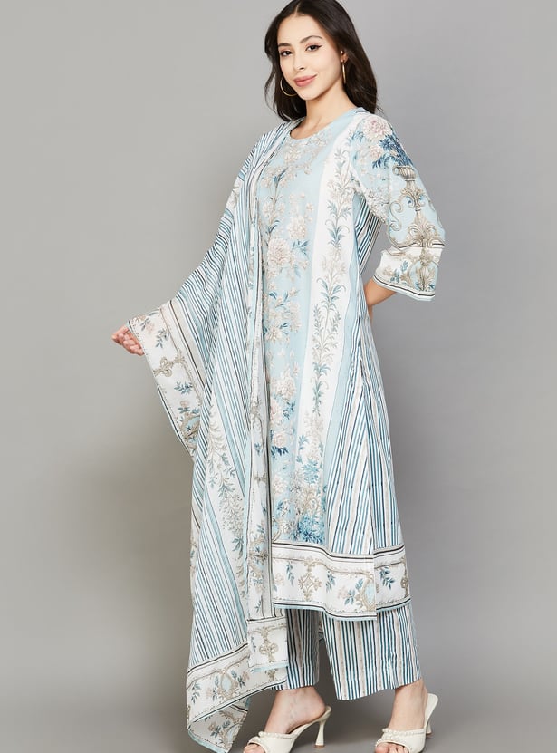 BIBA Floral Print A-Line Kurta Set