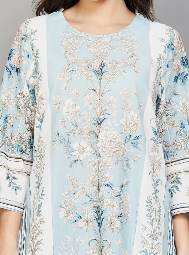 BIBA Floral Print A-Line Kurta Set