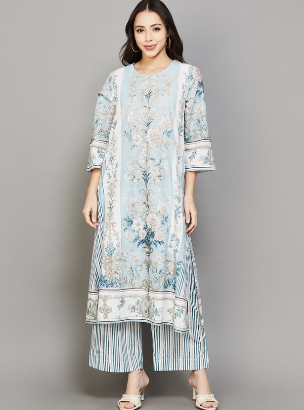 BIBA Floral Print A-Line Kurta Set