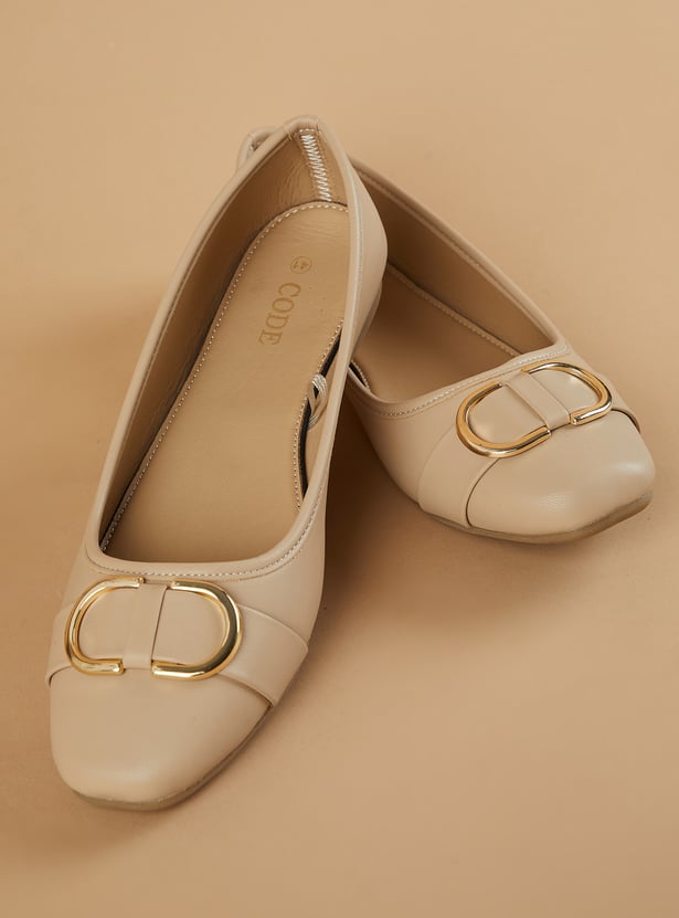 CODE Buckle Detail Ballerinas
