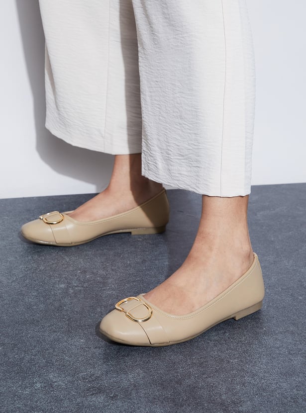 CODE Buckle Detail Ballerinas