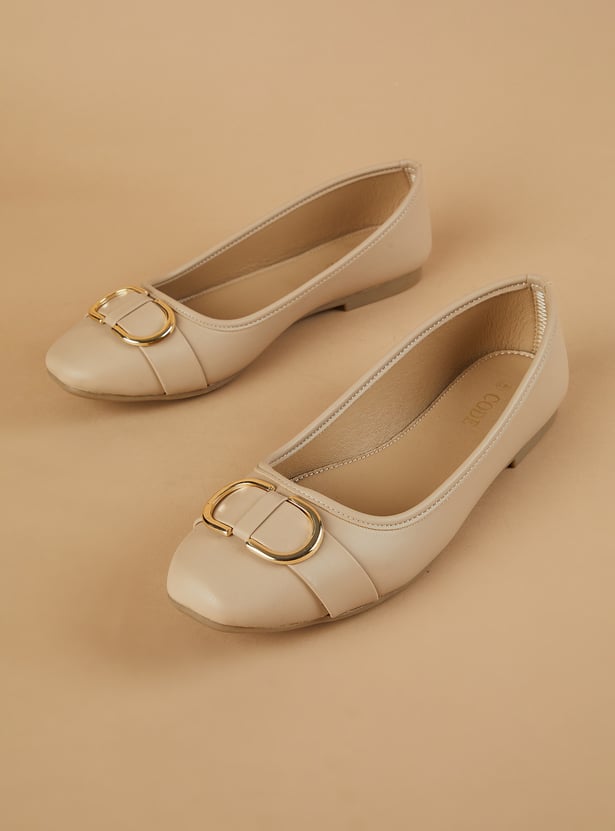 CODE Buckle Detail Ballerinas