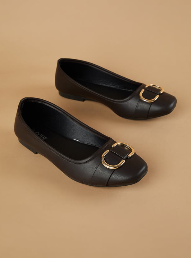 CODE Buckle Detail Ballerinas