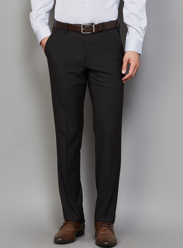 VAN HEUSEN Solid Slim Fit Formal Trousers