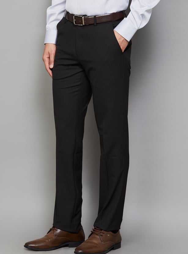 VAN HEUSEN Solid Slim Fit Formal Trousers