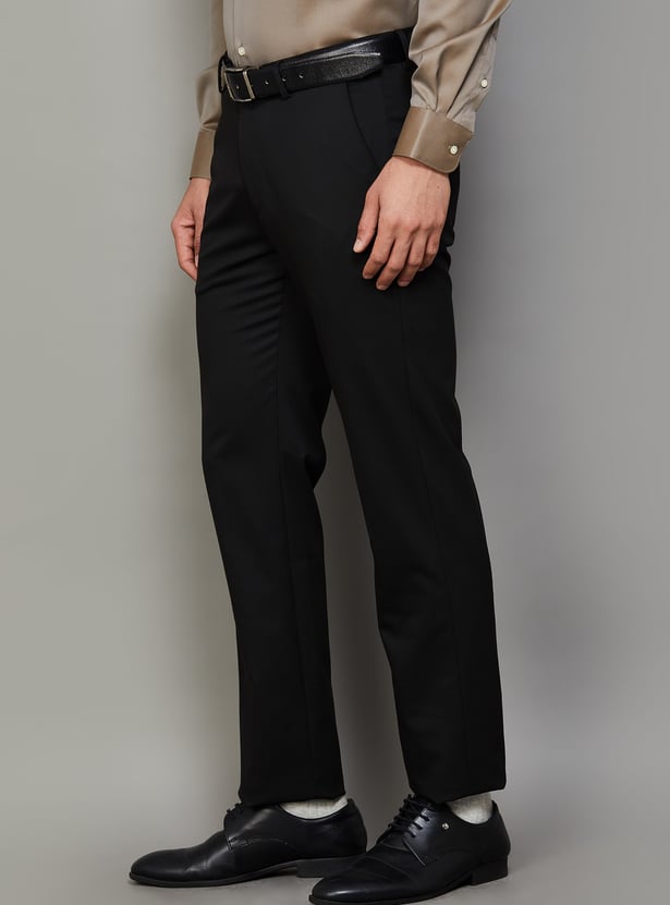 LOUIS PHILIPPE Solid Slim Fit Formal Trousers