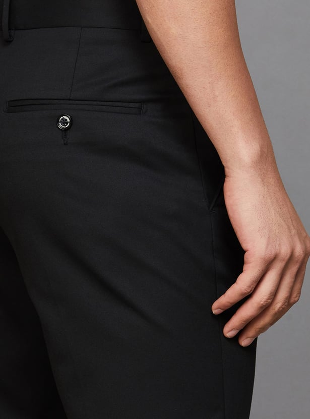 LOUIS PHILIPPE Solid Slim Fit Formal Trousers