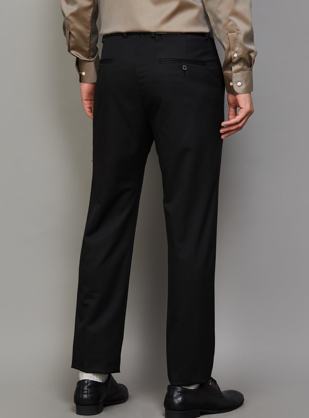 LOUIS PHILIPPE Solid Slim Fit Formal Trousers
