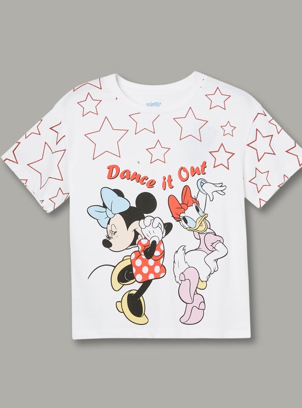 KIDSVILLE Girls Minnie Mouse Printed T-shirt