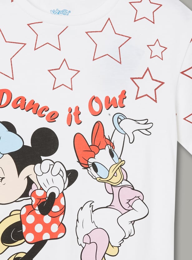 KIDSVILLE Girls Minnie Mouse Printed T-shirt