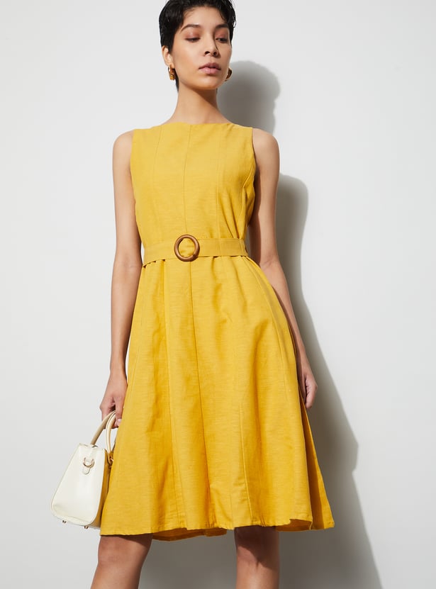 CODE Solid A-Line Dress