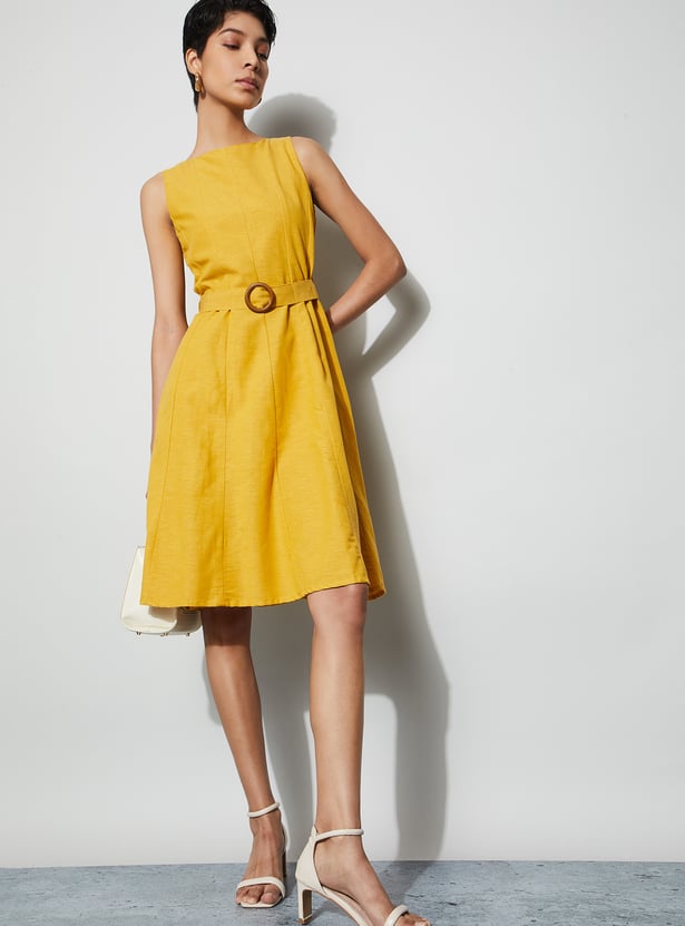 CODE Solid A-Line Dress