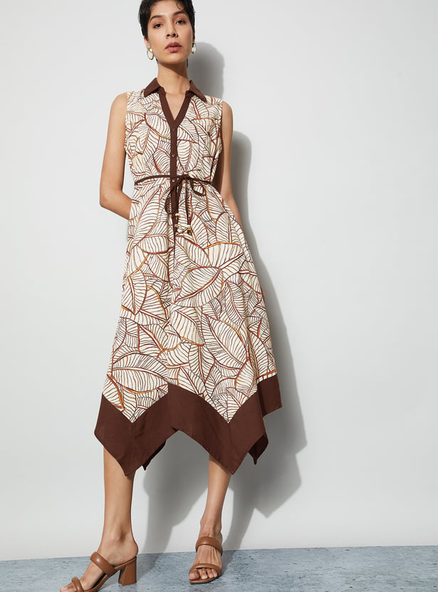 CODE Printed Handkerchief Hem Dress