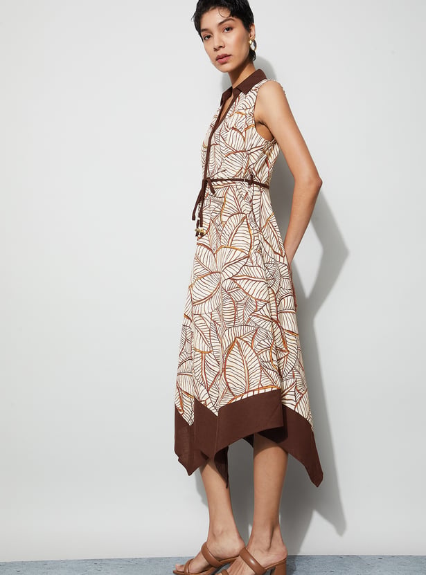 CODE Printed Handkerchief Hem Dress