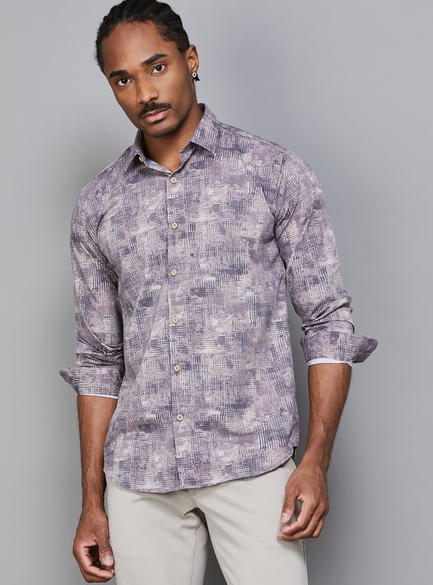 V DOT Printed Slim Fit Shirt