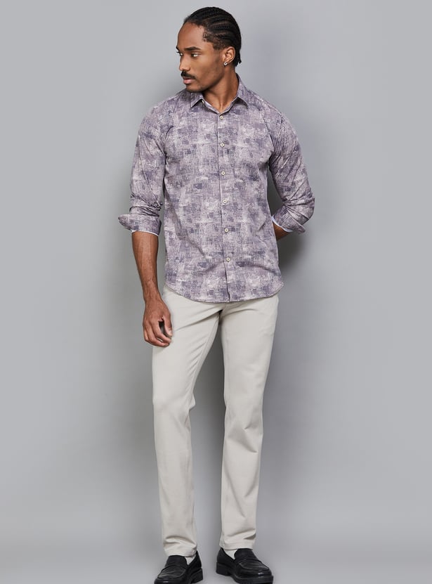 V DOT Printed Slim Fit Shirt