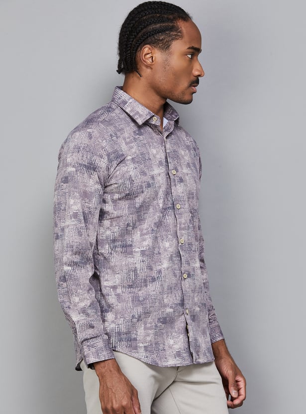 V DOT Printed Slim Fit Shirt