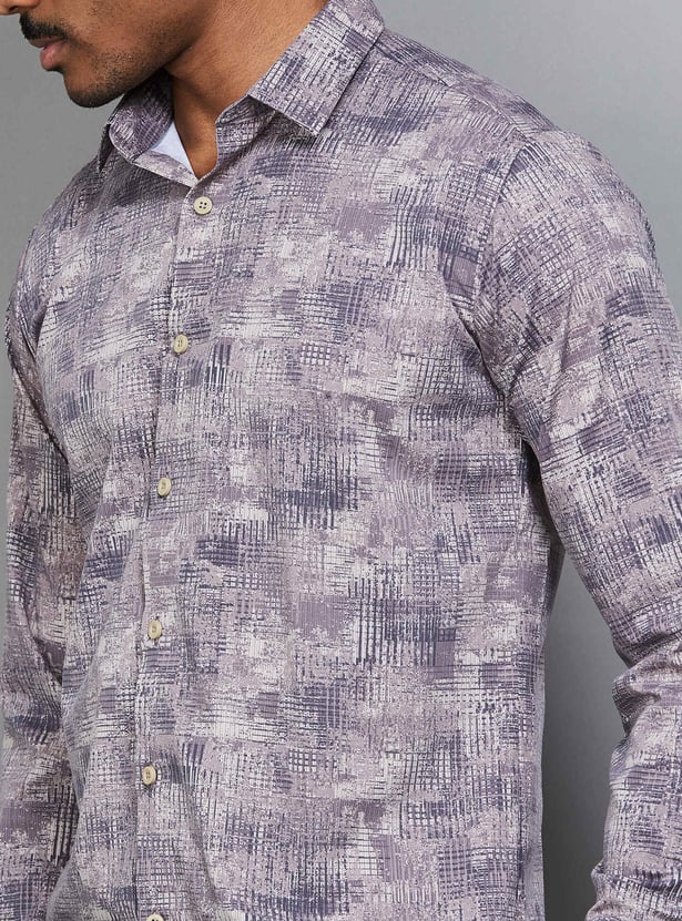 V DOT Printed Slim Fit Shirt