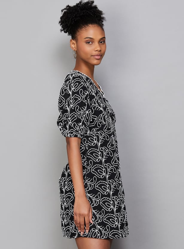 Buy ONLY Floral Embroidered Skater Dress from ONLY at just INR 4299.0